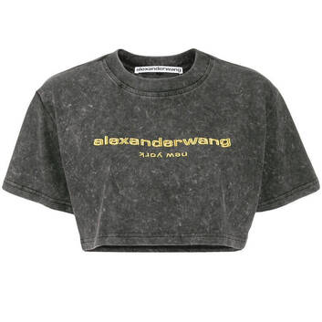 Свободный серый кроп-топ с декором Alexander Wang 9800-1