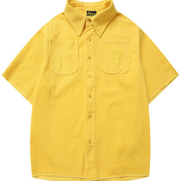 Вельветовая рубашка шведка с открытым срезом 26843