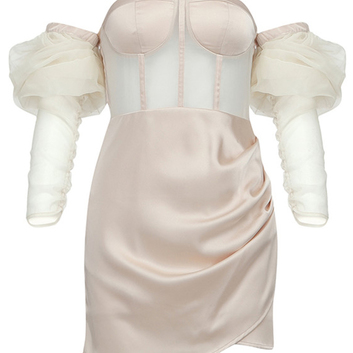 Нюдовое платье из парчи Herve Leger 26991