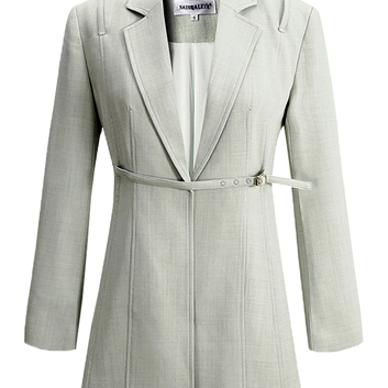 Модный светло-серый пиджак на пряжке 26998