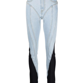 Комбинированные женские джинсы скинни 27024