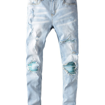 Голубые джинсы скинни с латками Amiri 27079