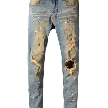 Рваные джинсы с пятнами краски Amiri 27080