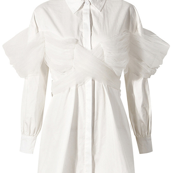Короткое платье-рубашка с декором из фатина 27139