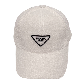 Теплая белая кепка с логотипом Prada 27297