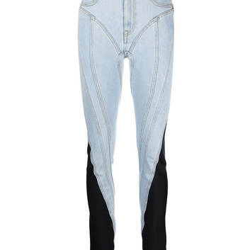 Комбинированные необычные женские джинсы скинни 27024-1