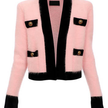Женский стильный розовый пиджак из шерсти 16063-1