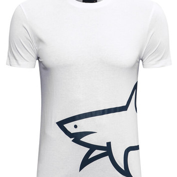 Хлопковая белая футболка с акулой Paul & Shark 26291-1
