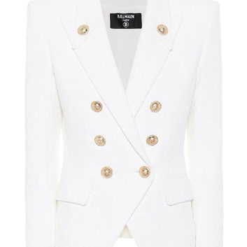 Белый женский твидовый пиджак Balmain 26621-1