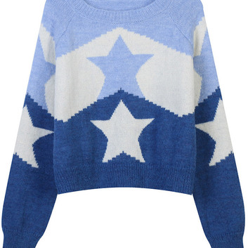 Синий свитер со звездами Miu Miu 27311