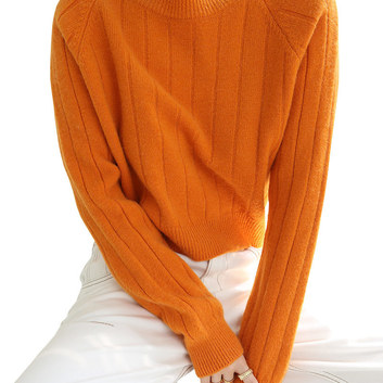 Укороченный теплый свитер с рукавами реглан 27486