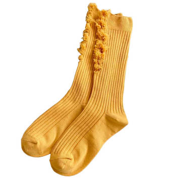 Модные желтые высокие носки с дырами 26249-1