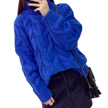 Синий свободный женский свитер 27643