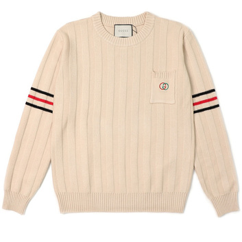 Мужской свитер молочного цвета с карманом 27696