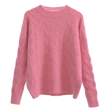 Розовый свитер в косичку 28601