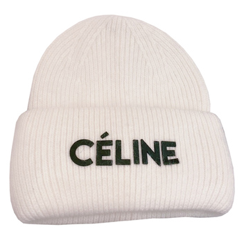 Теплая белая шапка с надписью Celine 27865