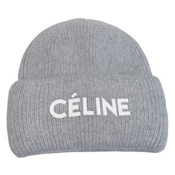 Серая женская шапка с надписью Celine 27869