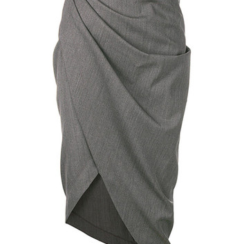 Асимметричная серая юбка с драпировкой Helmut Lang 26679-1