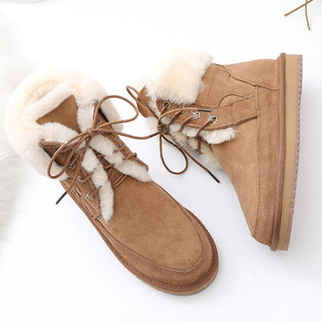 Зимние коричневые ботинки на овчине 15016-1