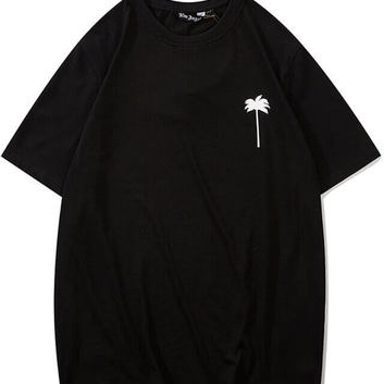 Свободная черная футболка с пальмами Palm Angels 20608-1