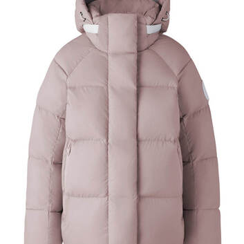 Женский розовый пуховик с лямками Canada Goose 28134