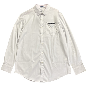 Белая мужская рубашка с нашивкой Prada 28189