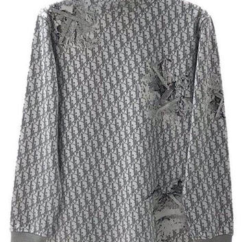 Серый свитер унисекс с принтом Dior 25263-1