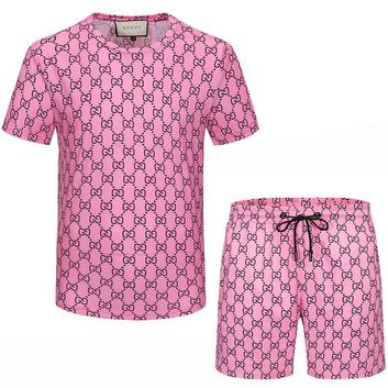 Розовый комплект с принтом шорты футболка 28559