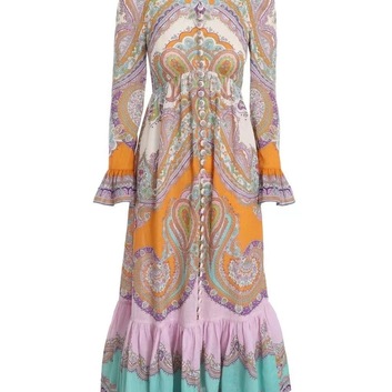 Разноцветное платье миди с закрытым горлом Zimmermann  28773