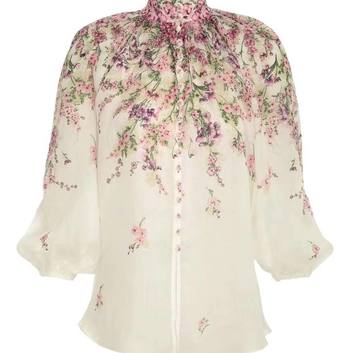 Льняная блуза с цветочным принтом Zimmermann 28784