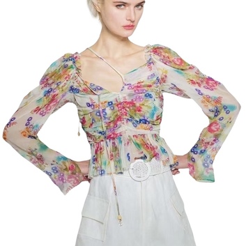 Шелковая блуза с цветочным принтом Zimmermann 28786
