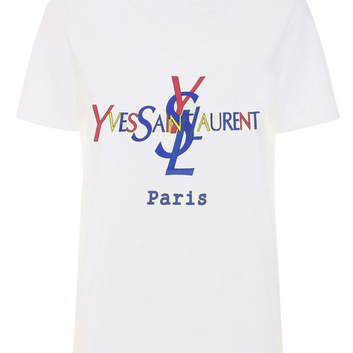 Натуральная футболка с яркой надписью YSL 28666
