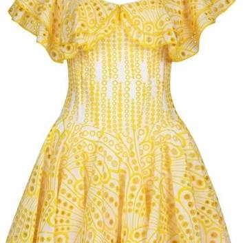 Желтое ажурное мини платье 28407