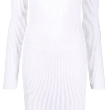 Белое платье миди в рубчик 28422-1