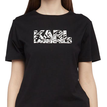 Женская черная футболка с принтом Karl Lagerfeld 28938