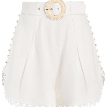 Льняные шорты с высокой талией Zimmermann 28429