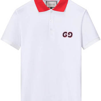 Белая мужская футболка-поло с декором 28992