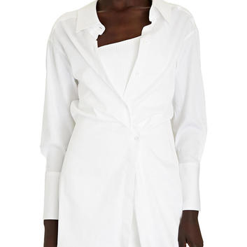 Белое свободное платье-рубашка 29073