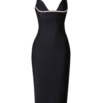 Черное платье с декором Herve Leger 29367