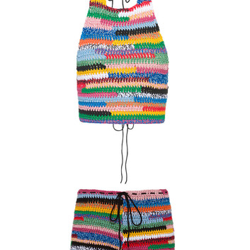 Разноцветный женский костюм топ и шорты 29371