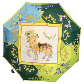 Зеленый зонтик с рисунком Hermes 29479