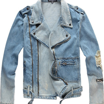 Голубая джинсовая косуха Balmain 29485