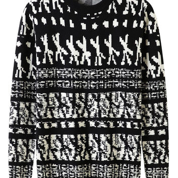 Уютный мужской черный свитер с принтом 29649