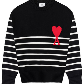Полосатый мужской свитер с лого Ami 29740