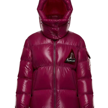 Розовый глянцевый пуховик с капюшоном 29810