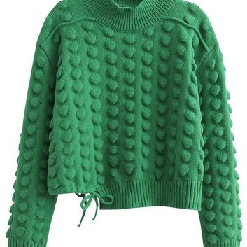 Зеленый женский свитер с необычным низом 29875