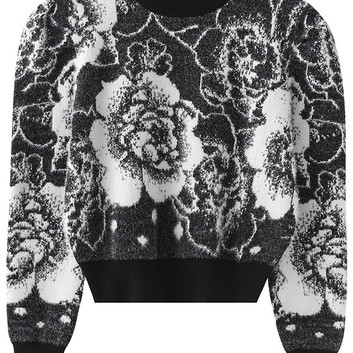 Черный акриловый свитер с цветочным принтом 29951