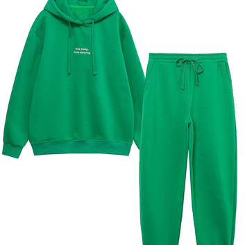 Зеленый утепленный спортивный костюм 29974