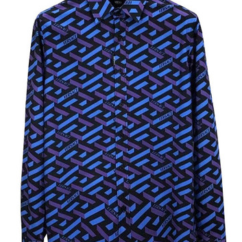 Рубашка с геометрическим принтом Versace 30064