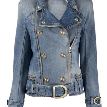 Женская джинсовая куртка-косуха Balmain 30166